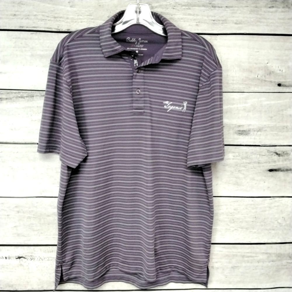 Bobby Jones X-H20 Polo Golf Purple Stripe Sz M Activewear Athleisure